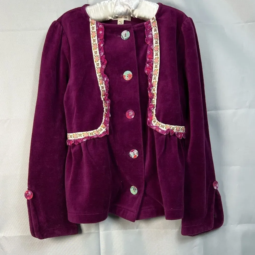 Matilda Jane Joslyn Purple velour jacket size 6